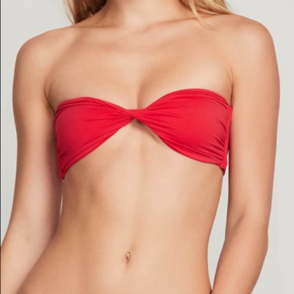 Volcom Red Bandeau Bikini Top